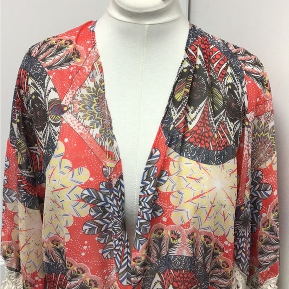 Daniel Rainn Women’s Open Front Fringe Boho Kimono Top, size XS/S - Picture 11 of 15